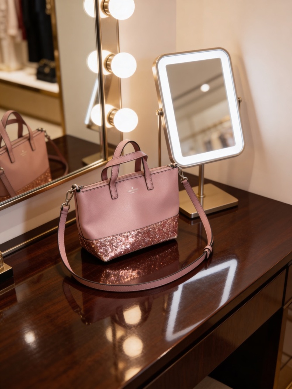 Kate Spade Rose Pink Glitter Crossbody Bag